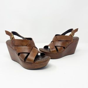 Born Cataleen Brown Leather Wedges